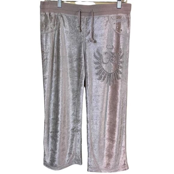 Vintage Y2K BCBG Velour Crop Wide Leg Jogger Sweat Pants - Picture 1 of 10
